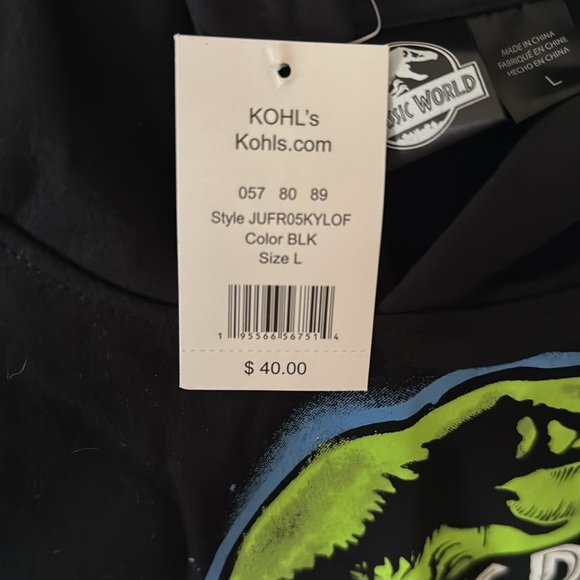 Black Jurassic Park Hoodie size youth large - Picture 2 of 5